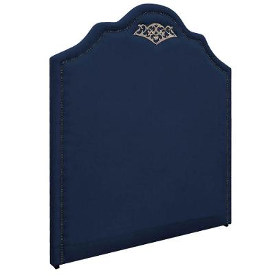 Kit Cabeceira E Calçadeira Solteiro 90Cm Azul Marinho