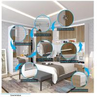 Quarto De Canto Casal Com Guarda Roupas Com Espelho E Mesas De Cabeceira Alpes Luciane Móveis Branco Pf Com Avelã Pf - 3