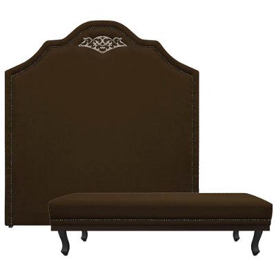 Kit Cabeceira E Calçadeira Queen 160 Cm Para Box Marrom