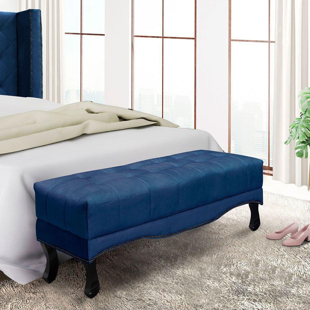 Calçadeira Recamier Queen 1,60m Cor Azul Marinho - 4