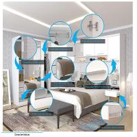 Quarto De Canto Casal Com Guarda Roupas Com Espelho E Mesas De Cabeceira Alpes Luciane Móveis Branco Pf Com Branco Pf - 3