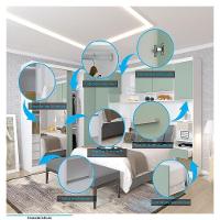 Quarto De Canto Casal Com Guarda Roupas Com Espelho E Mesas De Cabeceira Alpes Luciane Móveis Branco Pf Com Verde Pf - 3