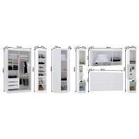 Quarto De Canto Casal Com Guarda Roupas Com Espelho E Mesas De Cabeceira Alpes Luciane Móveis Branco Pf Com Verde Pf