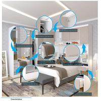 Quarto De Canto Casal Com Guarda Roupas Com Espelho E Mesas De Cabeceira Alpes Luciane Móveis Branco Pf Com Cinammon Pf - 3