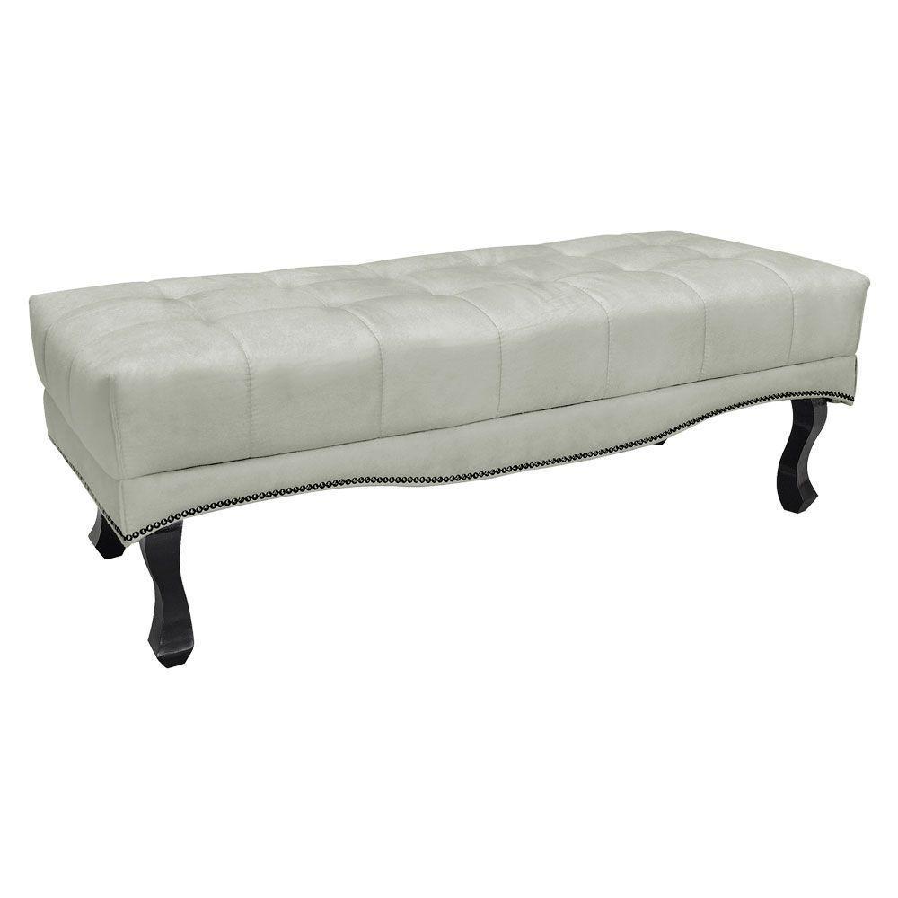 Calçadeira Recamier Queen 1,60m Vicenza Veludo Cinza Prata - 1