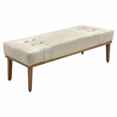 Calçadeira Recamier Queen 1,60m Gênova Veludo Bege Pallazio