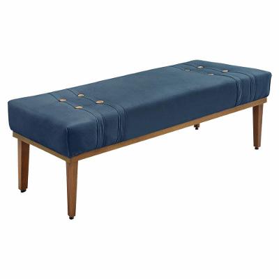 Calçadeira Recamier Queen 1,60m Gênova Veludo Azul Marinho
