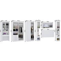 Quarto De Canto Casal Com Guarda Roupas Cabeceira E Bancada Home Office Alpes Luciane Móveis Branco Pf Com Branco Pf - 5