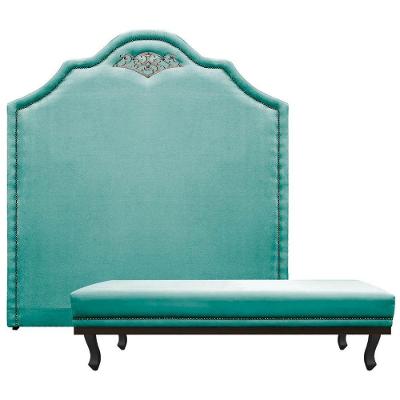 Kit Cabeceira E Calçadeira King 195 Cm Azul Tiffany