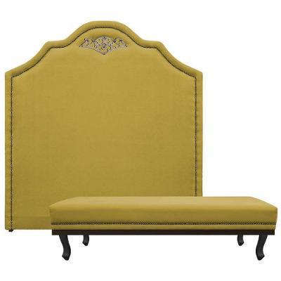 Kit Cabeceira E Calçadeira King 195 Cm Para Box Amarelo