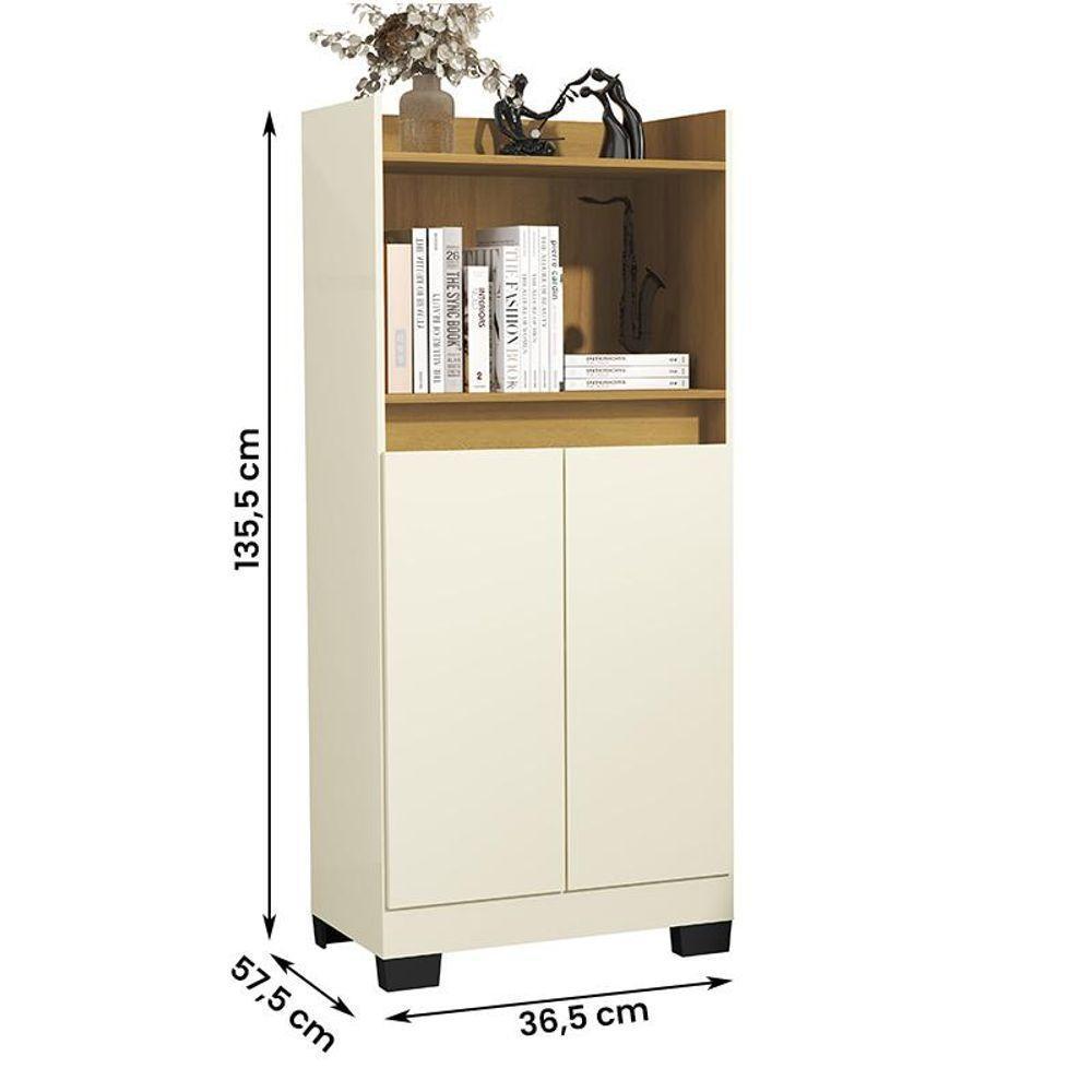 Estante Livro Organizador Escritorio Armario Duque 2 Portas Perola/mel Perola/mel - 4