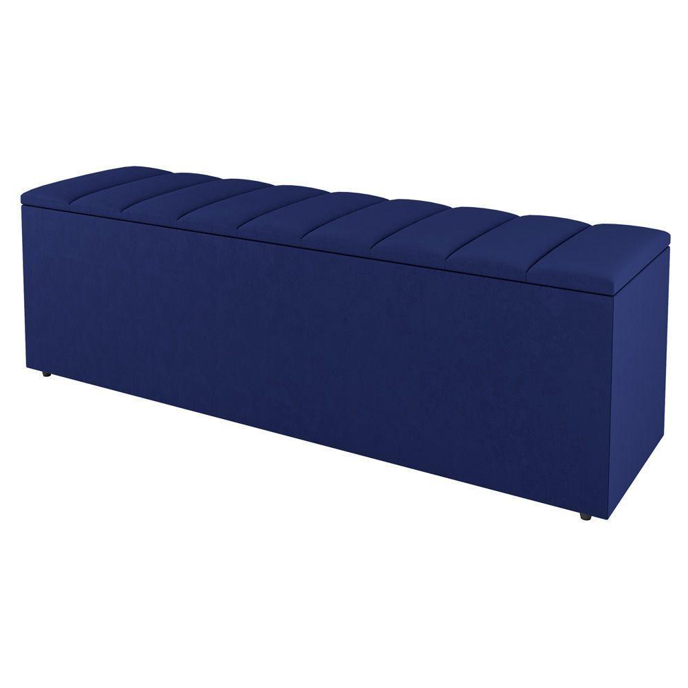 Calçadeira Baú Solteiro Cora 90Cm Suede Azul - Desk Design - 1