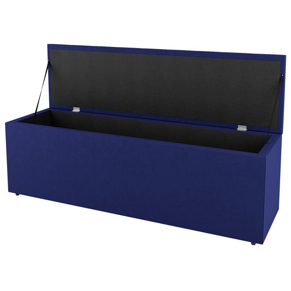 Calçadeira Baú Solteiro Cora 90Cm Suede Azul - Desk Design - 4