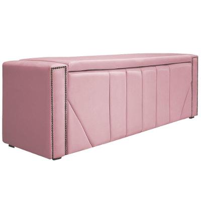 Calçadeira Baú Solteiro Minsk P02 90cm Cama Box Suede Rosa Bebê