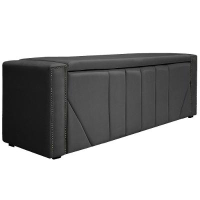 Calçadeira Baú Solteiro Minsk P02 90cm Cama Box Cinza Escuro