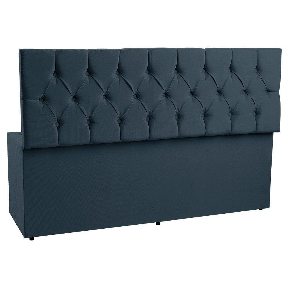 Calçadeira Recamier Baú Casal 1,40M Suede Azul Marinho - 4