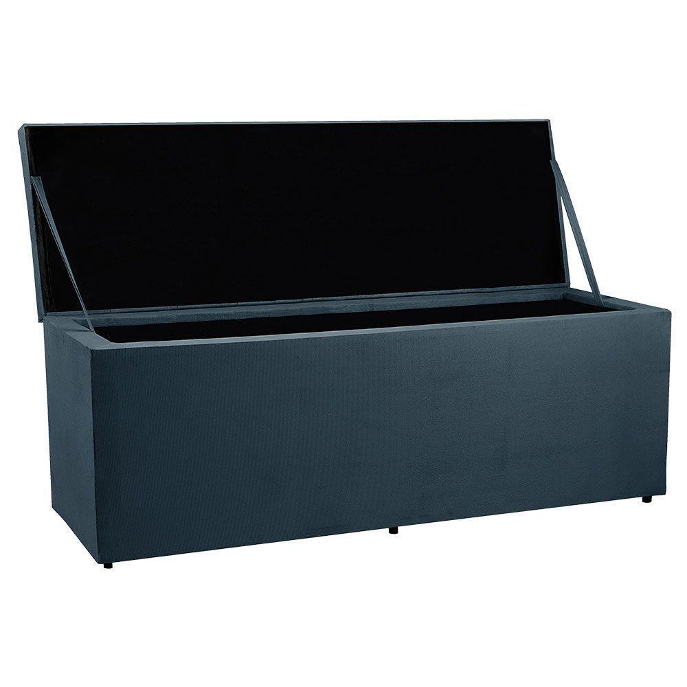 Calçadeira Recamier Baú Queen 1,60M Suede Azul Marinho - 3