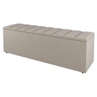 Calçadeira Baú Casal Cora 140Cm Suede Bege - Desk Design - 1