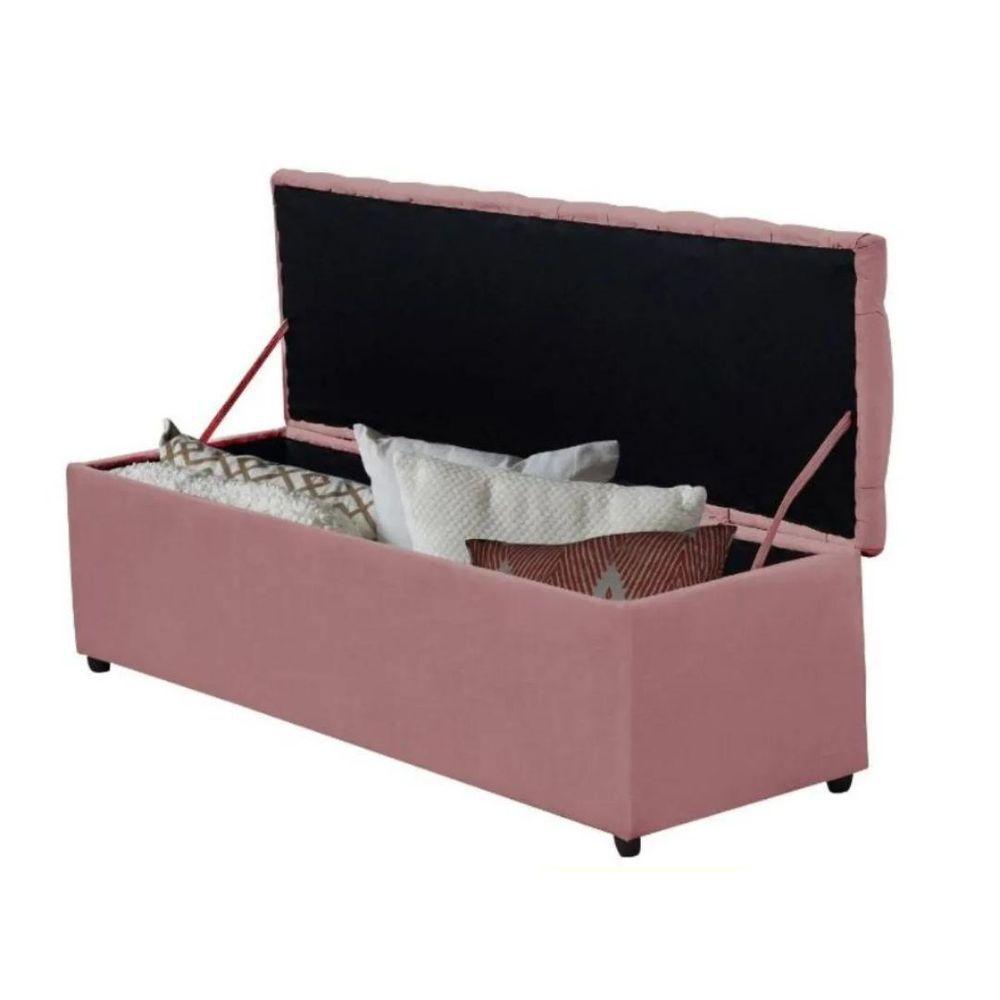 Báu Calçadeira Sapateira Dubai 1,20 Mt-Veludo Rosa - 2