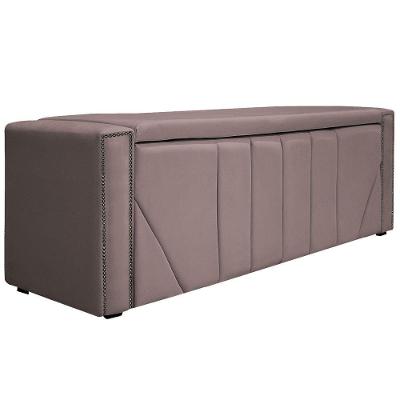 Calçadeira Baú King 195cm Linho Rosê