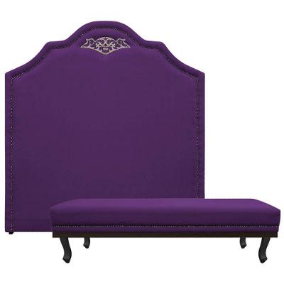 Kit Cabeceira E Calçadeira Solteiro P02 90cm Roxo