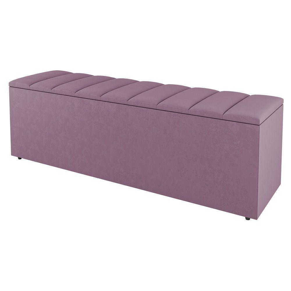Calçadeira Baú Solteiro Cora 90Cm Suede Rosé - Desk Design - 1