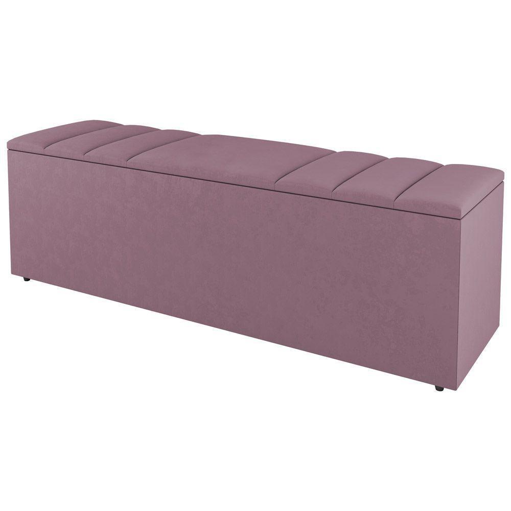 Calçadeira Baú Casal Grace 140Cm Suede Rosé - Desk Design - 1