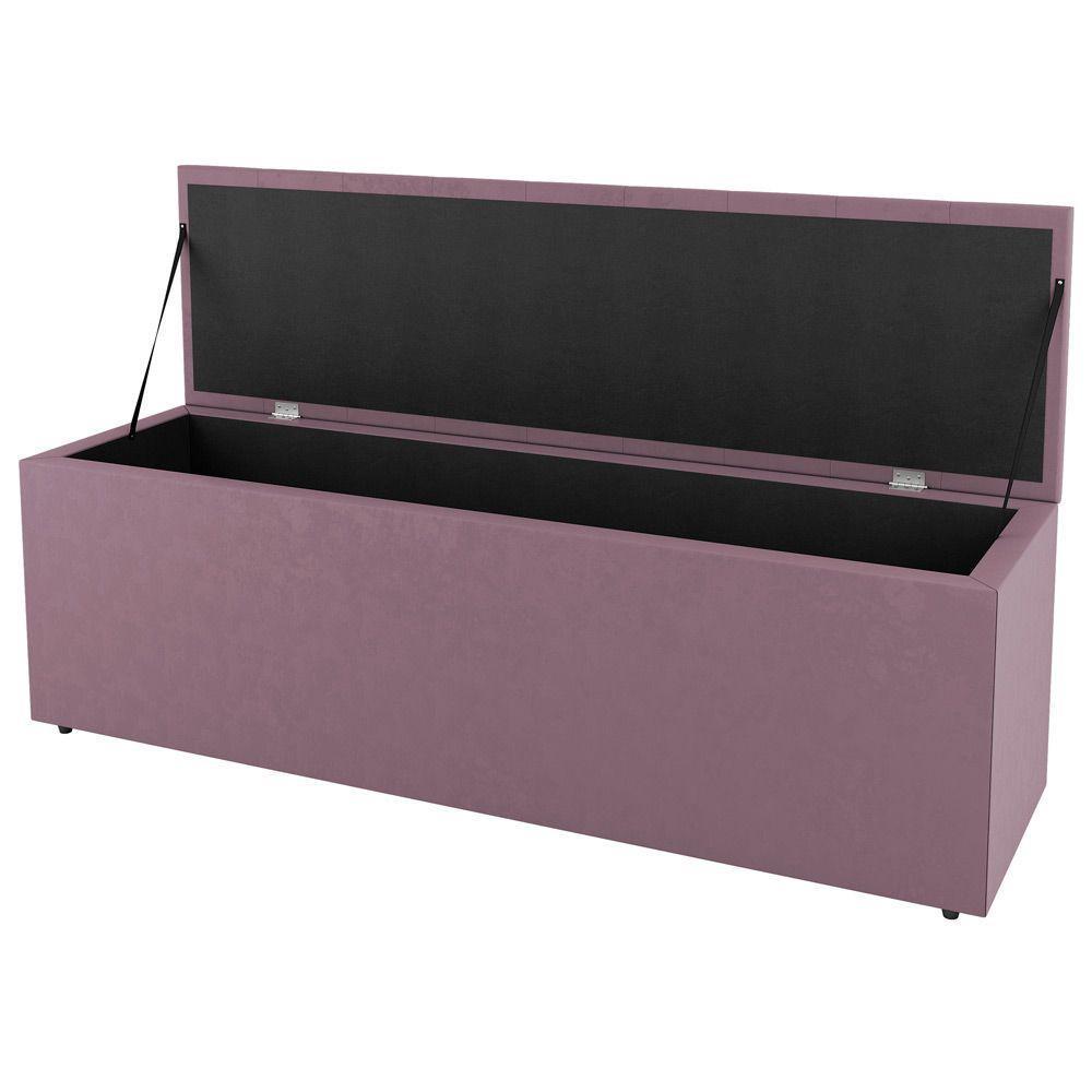 Calçadeira Baú Casal Grace 140Cm Suede Rosé - Desk Design - 4