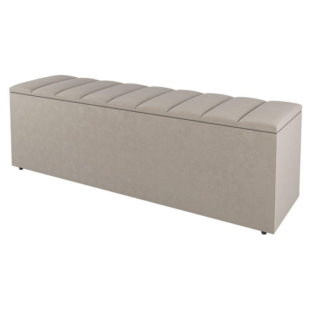 Calçadeira Baú Solteiro Cora 90Cm Suede Bege - Desk Design - 1