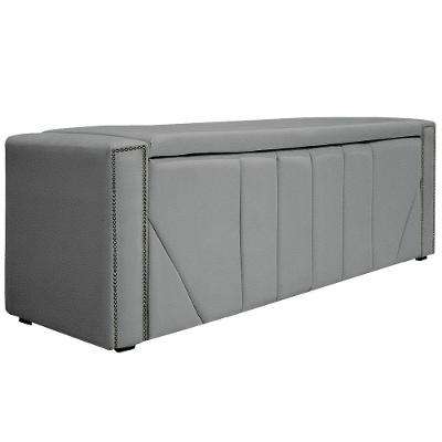 Calçadeira Baú Solteiro 90cm Corano Cinza