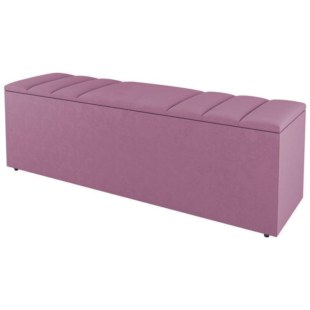 Calçadeira Baú Solteiro Grace 90Cm Suede Rosa - Desk Design - 2