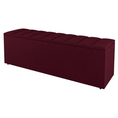 Calçadeira Baú Casal Cora 140Cm Suede Bordô - Desk Design