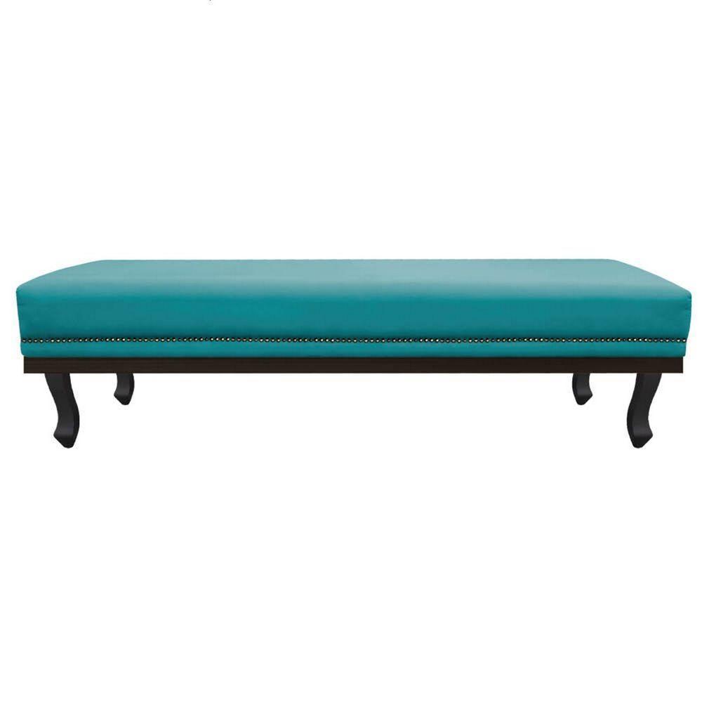 Kit Cabeceira E Calçadeira King P02 195cm Azul Turquesa - 9