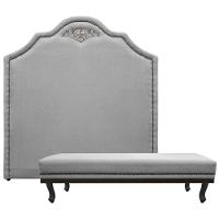 Kit Cabeceira E Calçadeira Casal P02 140cm Cinza - 1