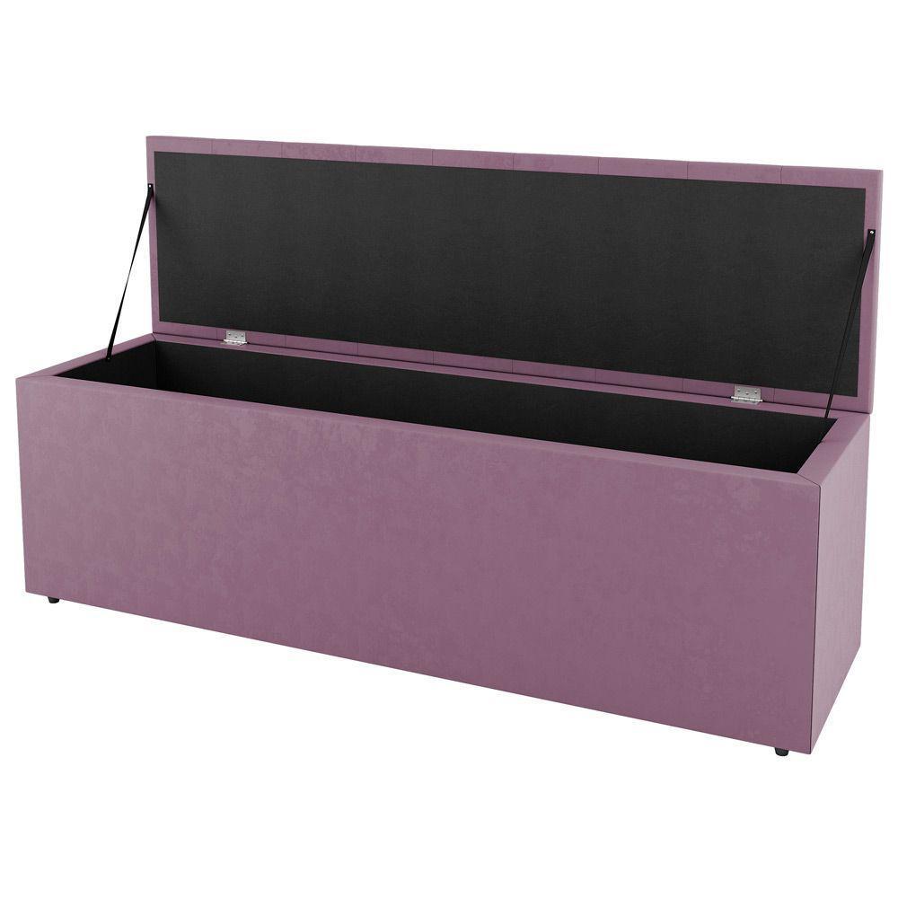 Calçadeira Baú Casal Cora 140Cm Suede Rosé - Desk Design - 4