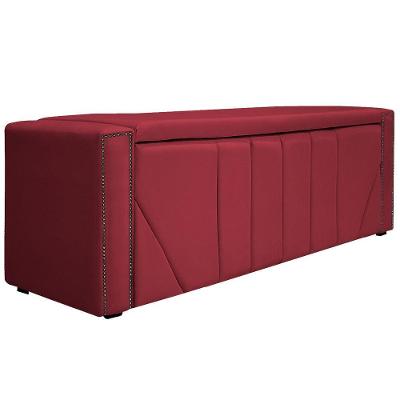 Calçadeira Baú Solteiro P02 90cm Para SuedeVermelho