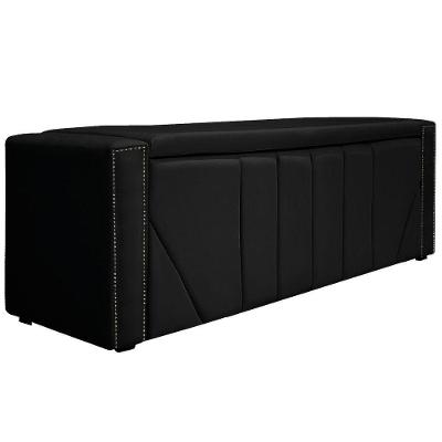 Calçadeira Baú Solteiro 90cm Suede Preto
