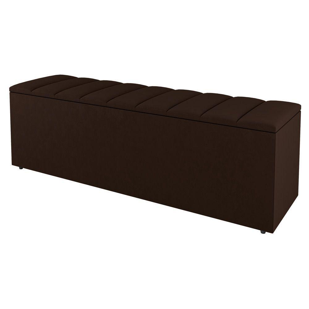 Calçadeira Baú Casal Cora 140Cm Suede Marrom - Desk Design - 1