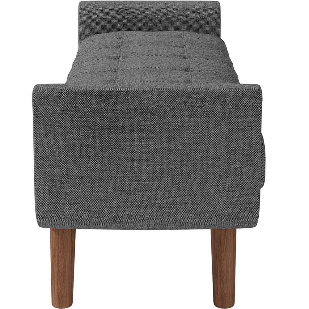 Puff Recamier Decorativo Com Pés Em Madeira 140 Cm Itália P05 Linho Cinza Escuro - Lyam Decor - 4