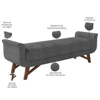 Puff Recamier Decorativo Com Pés Em Madeira 140 Cm Itália P05 Linho Cinza Escuro - Lyam Decor - 2