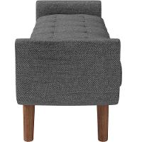 Puff Recamier Decorativo Com Pés Em Madeira 140 Cm Itália P05 Linho Cinza Escuro - Lyam Decor