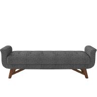 Puff Recamier Decorativo Com Pés Em Madeira 140 Cm Itália P05 Linho Cinza Escuro - Lyam Decor - 5