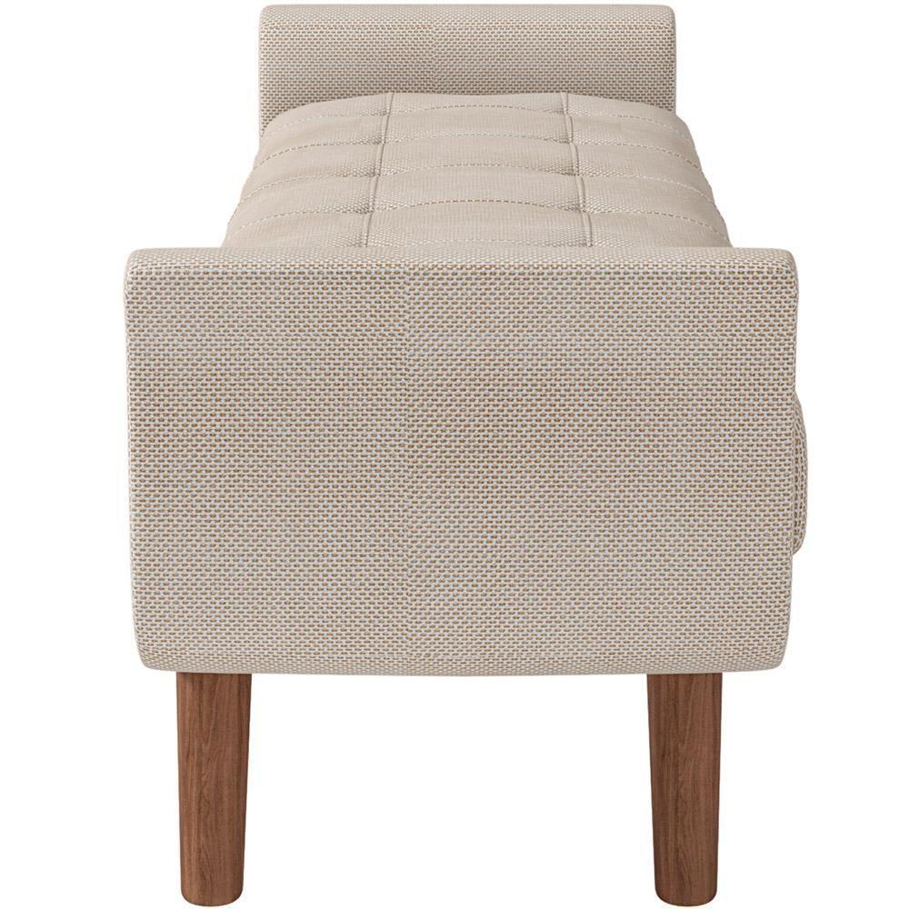 Puff Recamier Decorativo Com Pés Em Madeira 140 Cm Itália P05 Linho Creme - Lyam Decor - 4