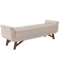 Puff Recamier Decorativo Com Pés Em Madeira 140 Cm Itália P05 Linho Creme - Lyam Decor - 1