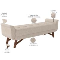 Puff Recamier Decorativo Com Pés Em Madeira 140 Cm Itália P05 Linho Creme - Lyam Decor - 2
