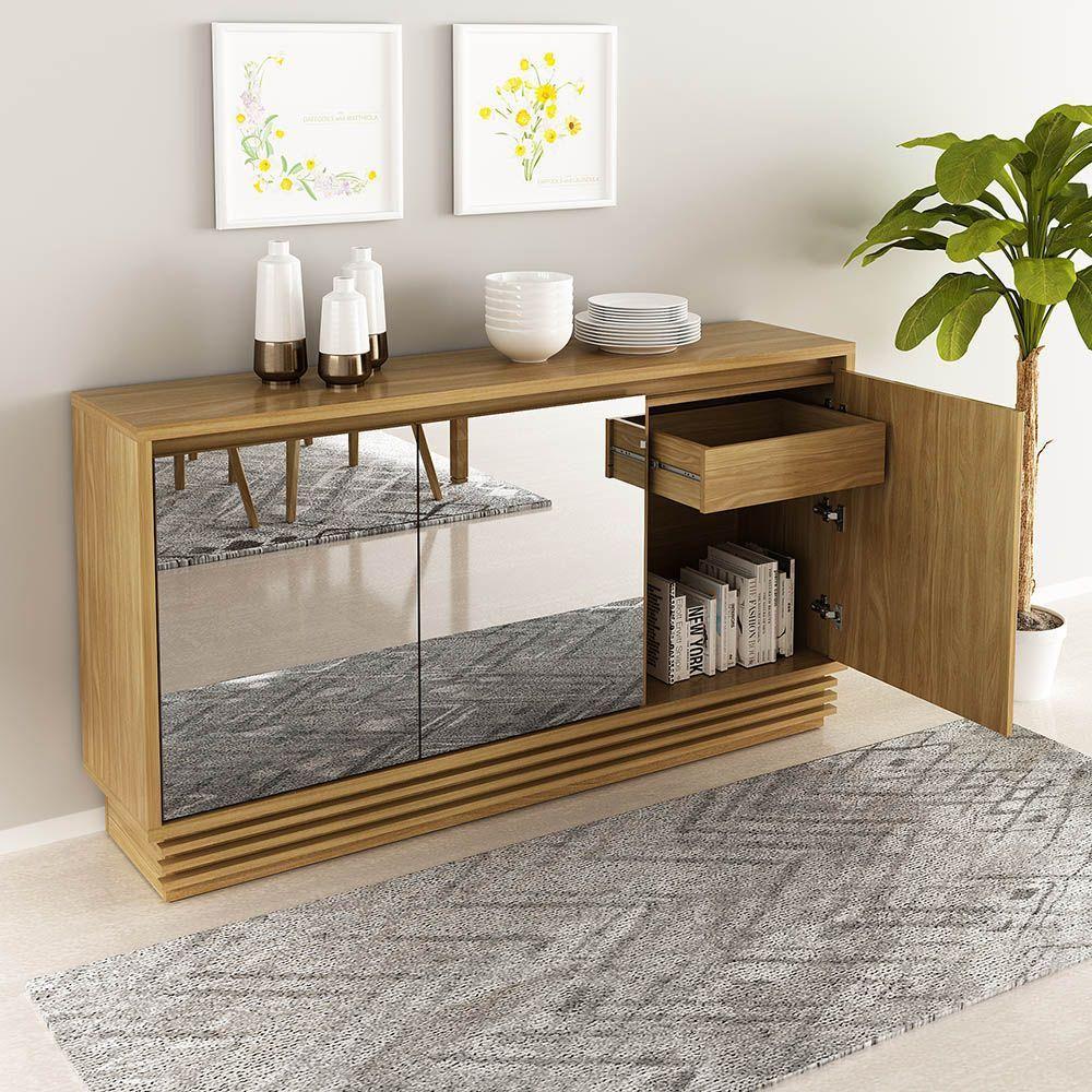 Buffet Aparador + Espelho Nas Portas Bb2609 Natural - 3