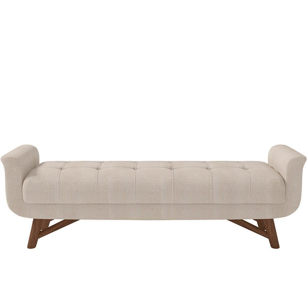 Puff Recamier Decorativo Com Pés Em Madeira 160 Cm Itália P05 Linho Creme - Lyam Decor - 5