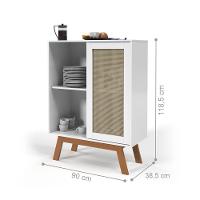 Buffet Barcelona Com Porta Em Rattan Sintético Branco - 3