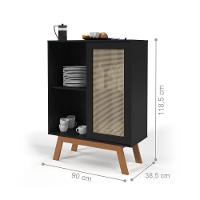 Buffet Barcelona Com Porta Em Rattan Sintético Preto - 5