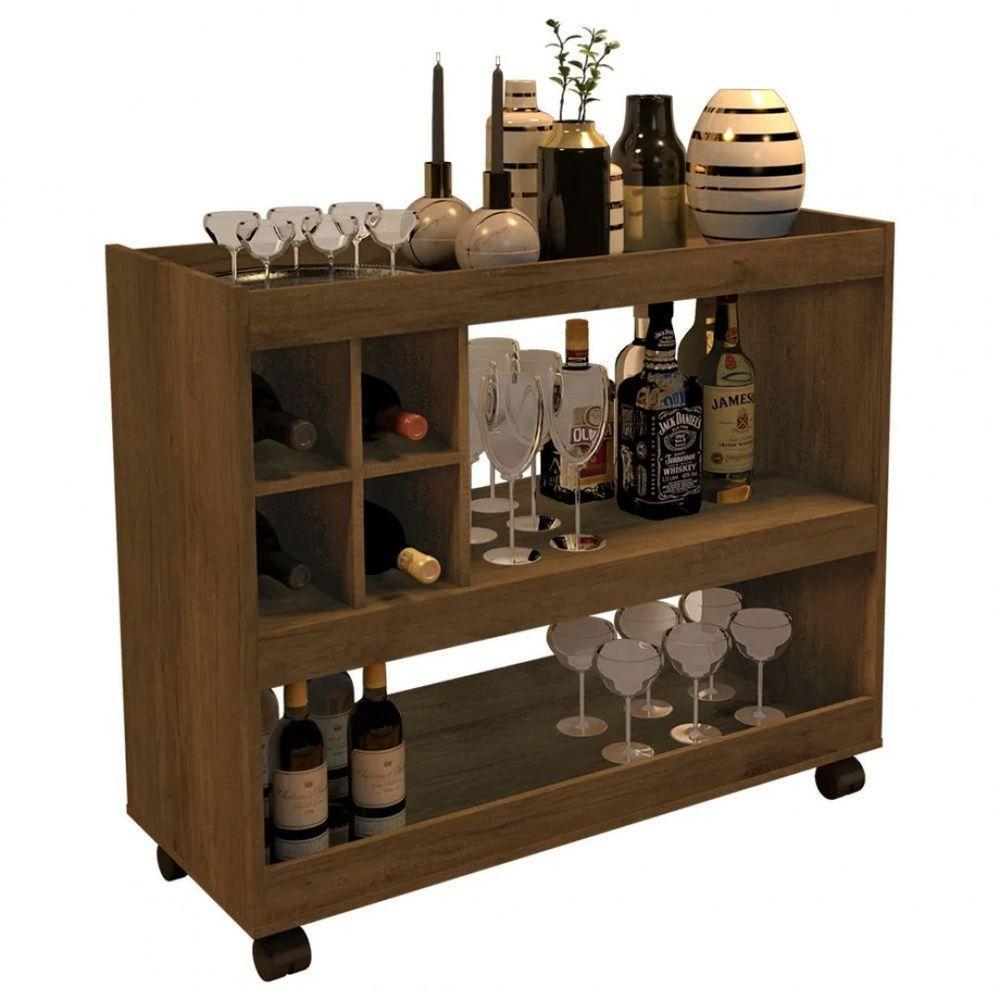 Aparador Bar Com Rodizios Madeirado Em Mdf - 1